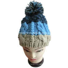 Fashion Quality Cable Hand Knit Femmes Big Pompom Chapeaux